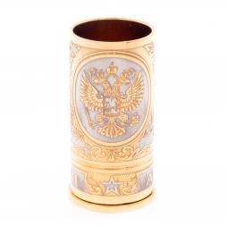 Набор стопок гильз &amp;quot;Герб России&amp;quot; 6 шт 40 мл в подарочном ящике Златоуст