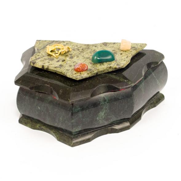 Шкатулка скошенная большая змеевик 17х10х9 см 112041