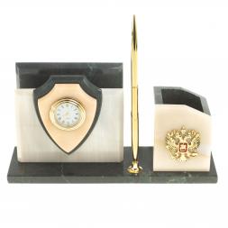 Настольная визитница &amp;quot;Щит&amp;quot; из мрамора