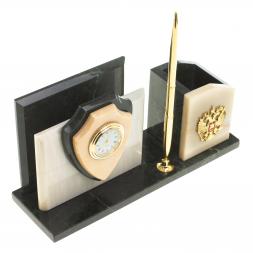 Настольная визитница &amp;quot;Щит&amp;quot; из мрамора