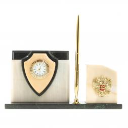 Настольная визитница &amp;quot;Щит&amp;quot; из мрамора