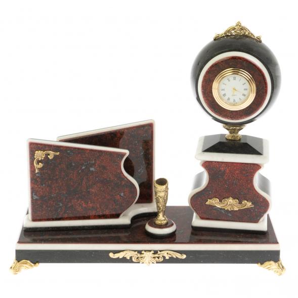 Набор с визитницей змеевик красный 116970