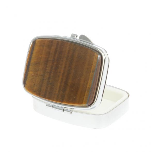 Таблетница на 2 отделения камень тигровый глаз цвет серебро 127187