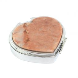 Таблетница &amp;quot;Сердце&amp;quot; на 3 отделения камень пегматит цвет серебро