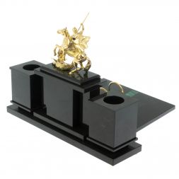 Настольный набор "Георгий Победоносец" из малахита и бронзы