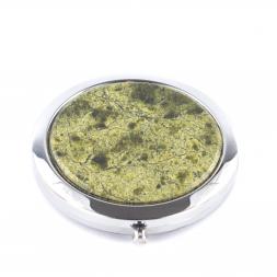 Зеркало карманное двухстороннее из змеевика цвет серебро