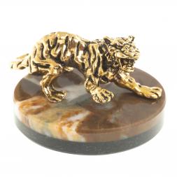 Фигурка &amp;quot;Рычащий тигр&amp;quot; камень офиокальцит коричневый