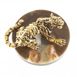 Фигурка &amp;quot;Рычащий тигр&amp;quot; камень офиокальцит коричневый