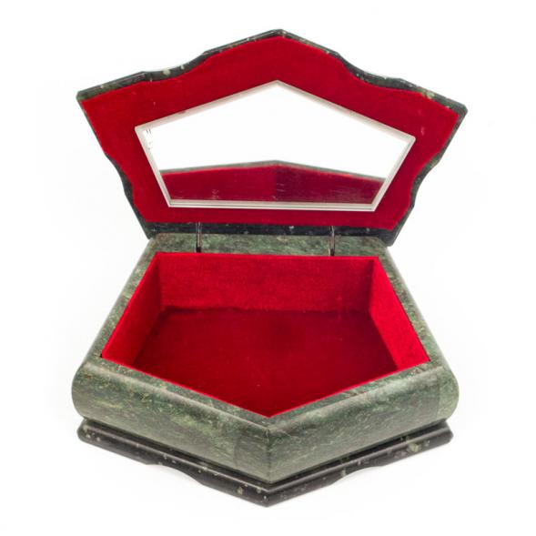 Шкатулка &amp;quot;Корона&amp;quot; большая змеевик 17x11x8 см 112042