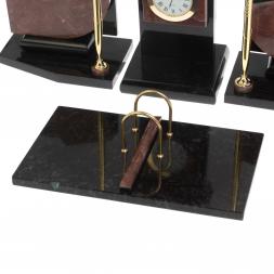 Настольный набор с гербом и флагом России камень лемезит