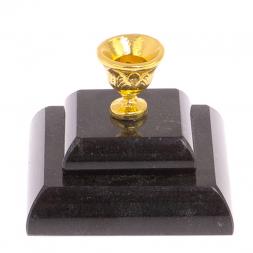 Подсвечник церковный двойной из черного змеевика (d10)