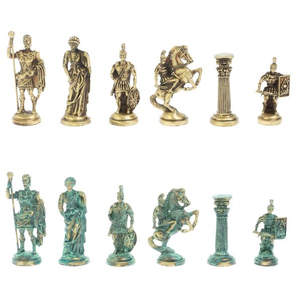 Шахматы &amp;quot;Римские войны&amp;quot; фигуры бронза / патина 44х44 см мрамор 128378