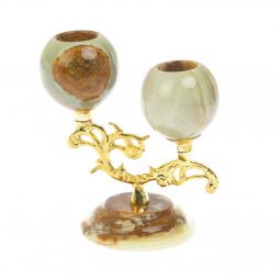 Подсвечник двухрожковый из оникса 10,5х7,5х13,5 см