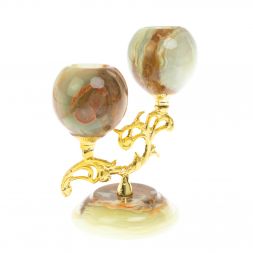 Подсвечник двухрожковый из оникса 10,5х7,5х13,5 см