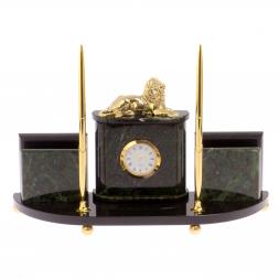 Настольный прибор &amp;quot;Лев&amp;quot; камень нефрит