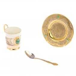 Кофейный набор "Агат" из зеленого агата 80 мл