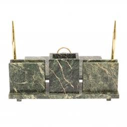 Письменный набор "Офисный" из змеевика с гербом РФ