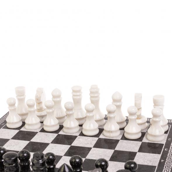 Шахматы с гравировкой &amp;quot;Греческий орнамент&amp;quot; мрамор гранит доска 40х40см 126802