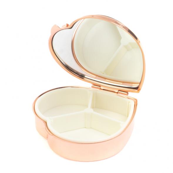 Таблетница &amp;quot;Сердце&amp;quot; на 3 отделения камень пегматит цвет красное золото 127354