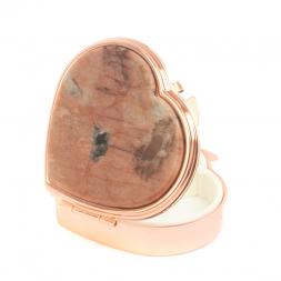 Таблетница &amp;quot;Сердце&amp;quot; на 3 отделения камень пегматит цвет красное золото