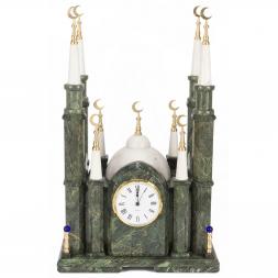 Часы "Мечеть" из камня змеевик мрамор большая