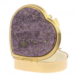 Таблетница "Сердце" на 3 отделения камень флюорит цвет золото