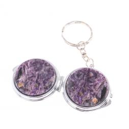 Складное зеркало брелок чароит круглое