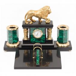 Настольный набор из малахита "Лев"