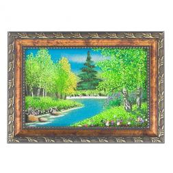 Картина &amp;quot;Летний пейзаж&amp;quot; рамка багет 10х15 см, каменная крошка