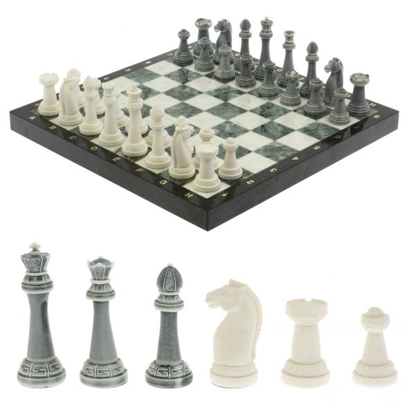 Шахматы &amp;quot;Стаунтон&amp;quot; доска 40х40 см мрамор / шабровский змеевик 129353