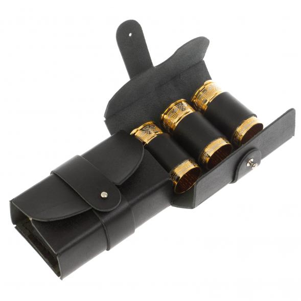 Набор стопок гильз &amp;quot;Лесные звери&amp;quot; 6 шт в кожаном патронташе Златоуст 129551