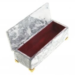 Шкатулка камень серый мрамор без зеркала 20,5х7,5х6,5 см