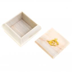 Шкатулка из мрамора газган с ящерицей 8,5х8,5х6 см