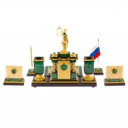 Письменный набор из малахита &amp;quot;Фемида&amp;quot; Златоуст