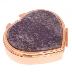 Таблетница "Сердце" на 3 отделения камень флюорит красное золото