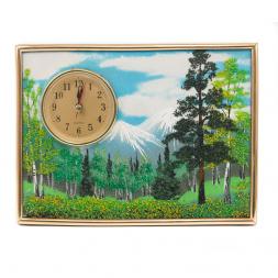 Настольные часы с панно на мдф &amp;quot;Летний пейзаж&amp;quot; 20х15 см каменная крошка