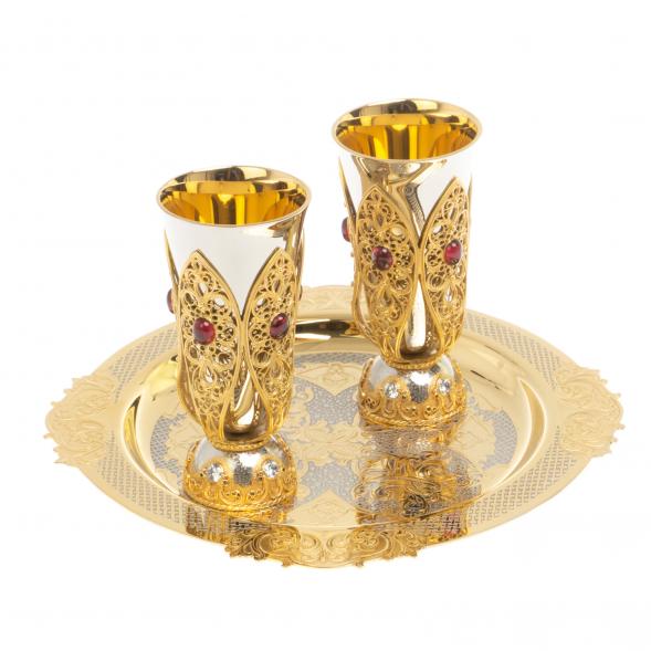 Водочный набор &amp;quot;Царский&amp;quot; 2 рюмки на подносе 80 мл Златоуст 127035