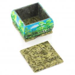 Шкатулка &amp;quot;Лето&amp;quot; змеевик 10х10х9 см