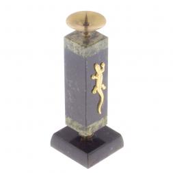 Подсвечник с ящерицей камень змеевик 4,5х4,5х13 см